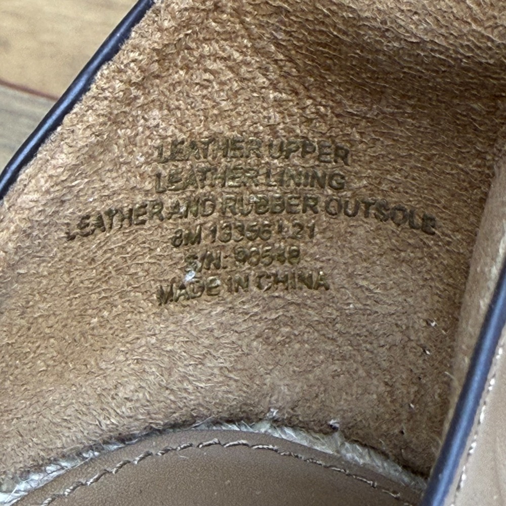 Tory Burch Basketweave Platform Wedge Sandals 8 M Almond Flour Ankle Strap - Picture 12 of 12
